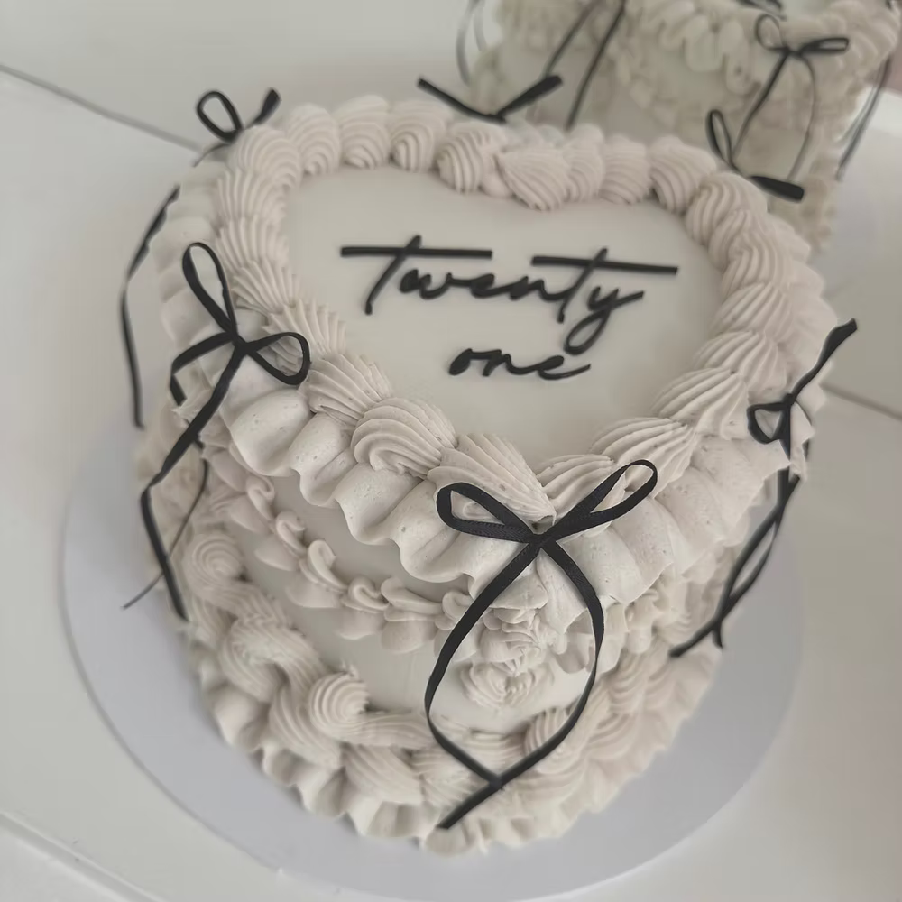 Bow Heart Birthday Cake
