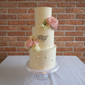 Pearl Initals Wedding Cake