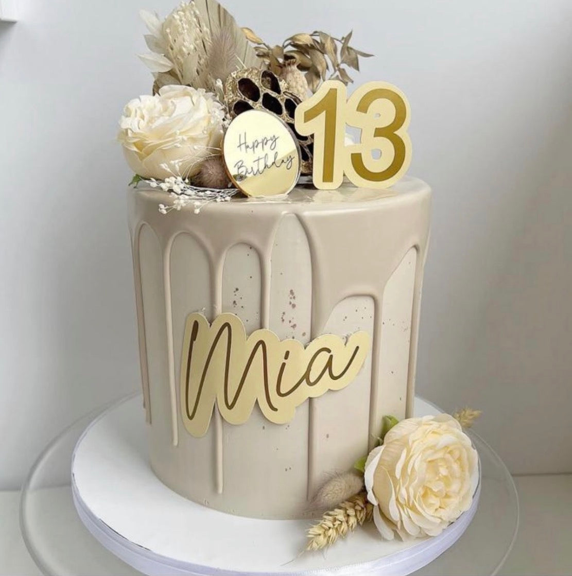 Dried Floral Drip Birthday Cake