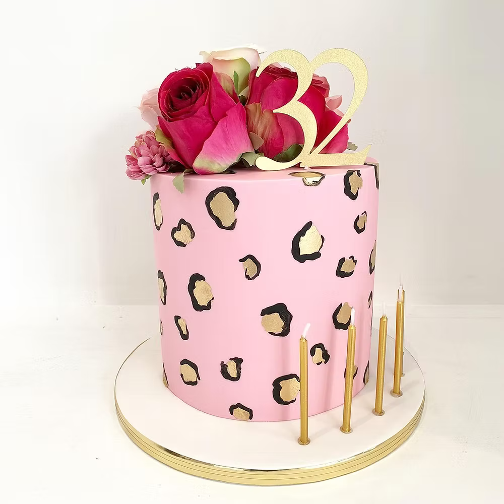 Animal Print Floral Cake