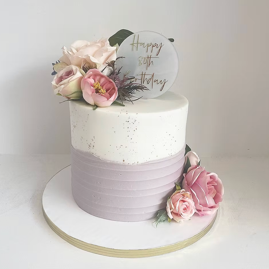Floral Metallic Birthday Cake