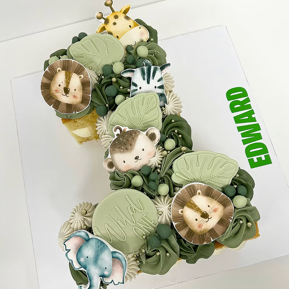 Jungle Animal Number Cake