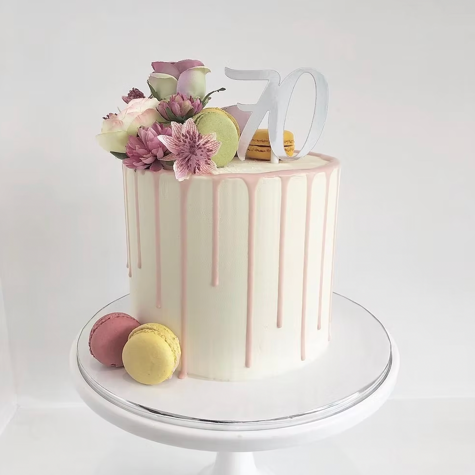 Floral Macaron Drip Cake