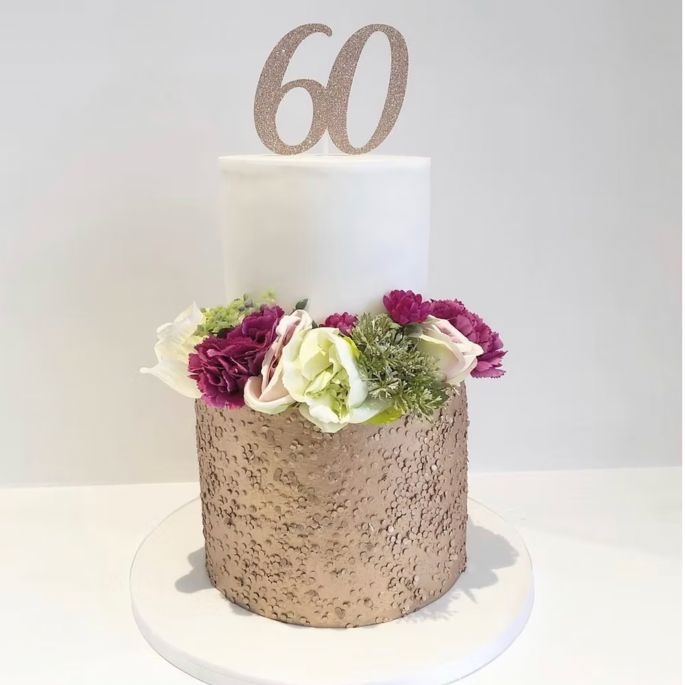 Metallic Sequin Floral Cake