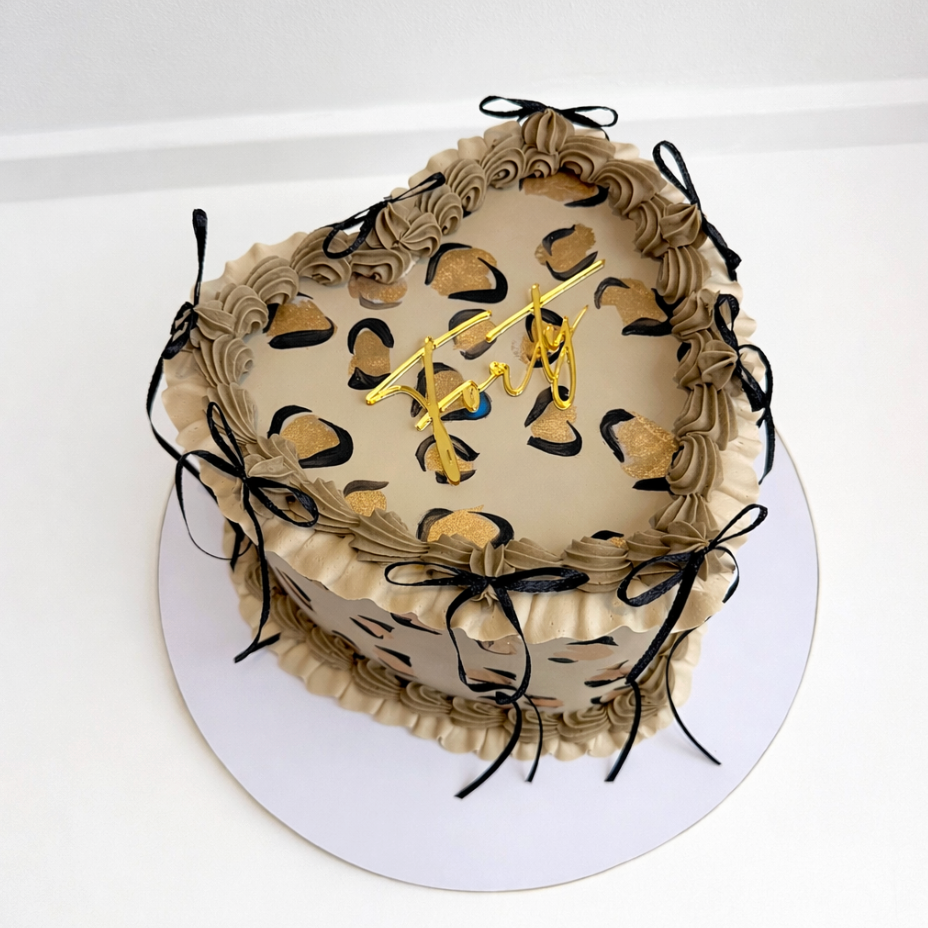 Leopard Heart Bow Cake